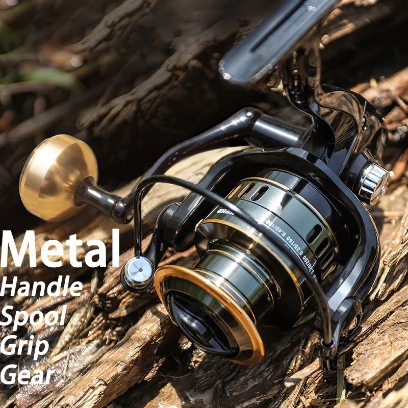 Carretes de pesca MNFT, peso ligero y ultrasuave, potentes carretes giratorios con agarre EVA para agua salada y agua dulce HE500-7000 - imagen 4