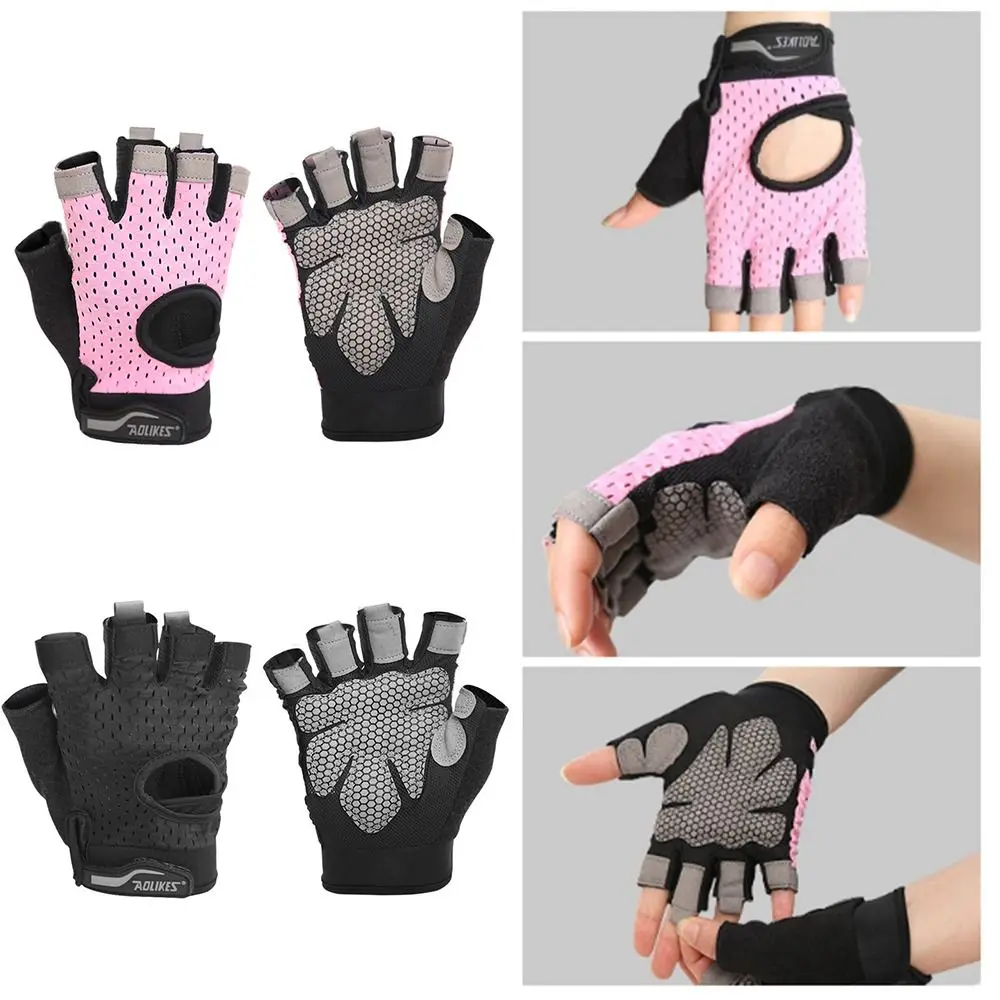 Guantes deportivos transpirables para montar, protección antideslizante para la palma, guantes de medio dedo, muñequeras Unisex, soporte para levantamiento de pesas, Yoga - imagen 3