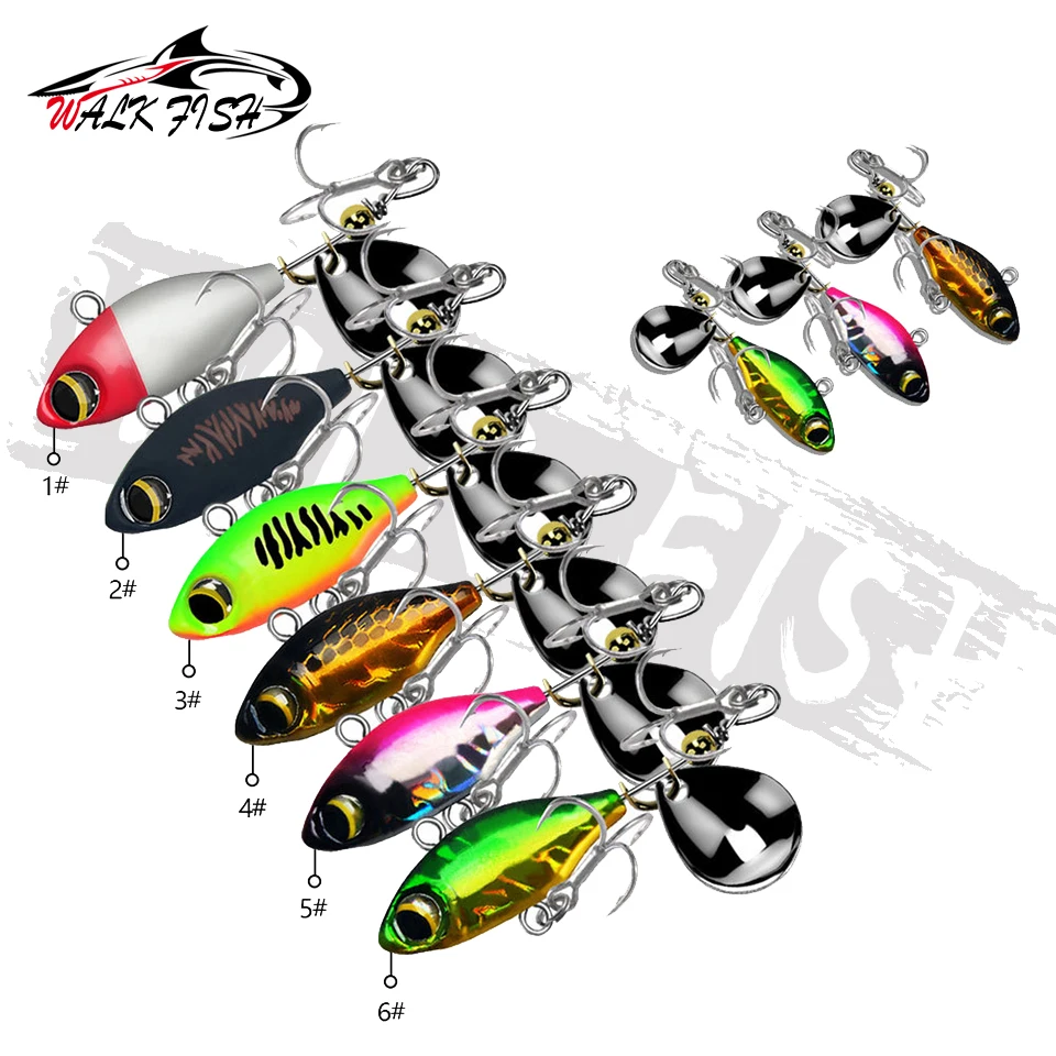 Señuelos de pesca WALK FISH, cebo giratorio de Metal VIB con vibración, cuchara giratoria, 7g, 10g, 14g, plantillas para trucha, pesca de invierno, aparejos de cebos duros - imagen 4