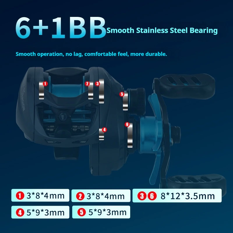 Carrete de Pesca Baitcasting LIZARD BOKI DC, Control Digital, Lanzamiento Largo, Arandelas de Carbono, 7.6:1, 10+1BB, Arrastre Máximo 5kg, Carrete para Agua Dulce y Salada - imagen 5