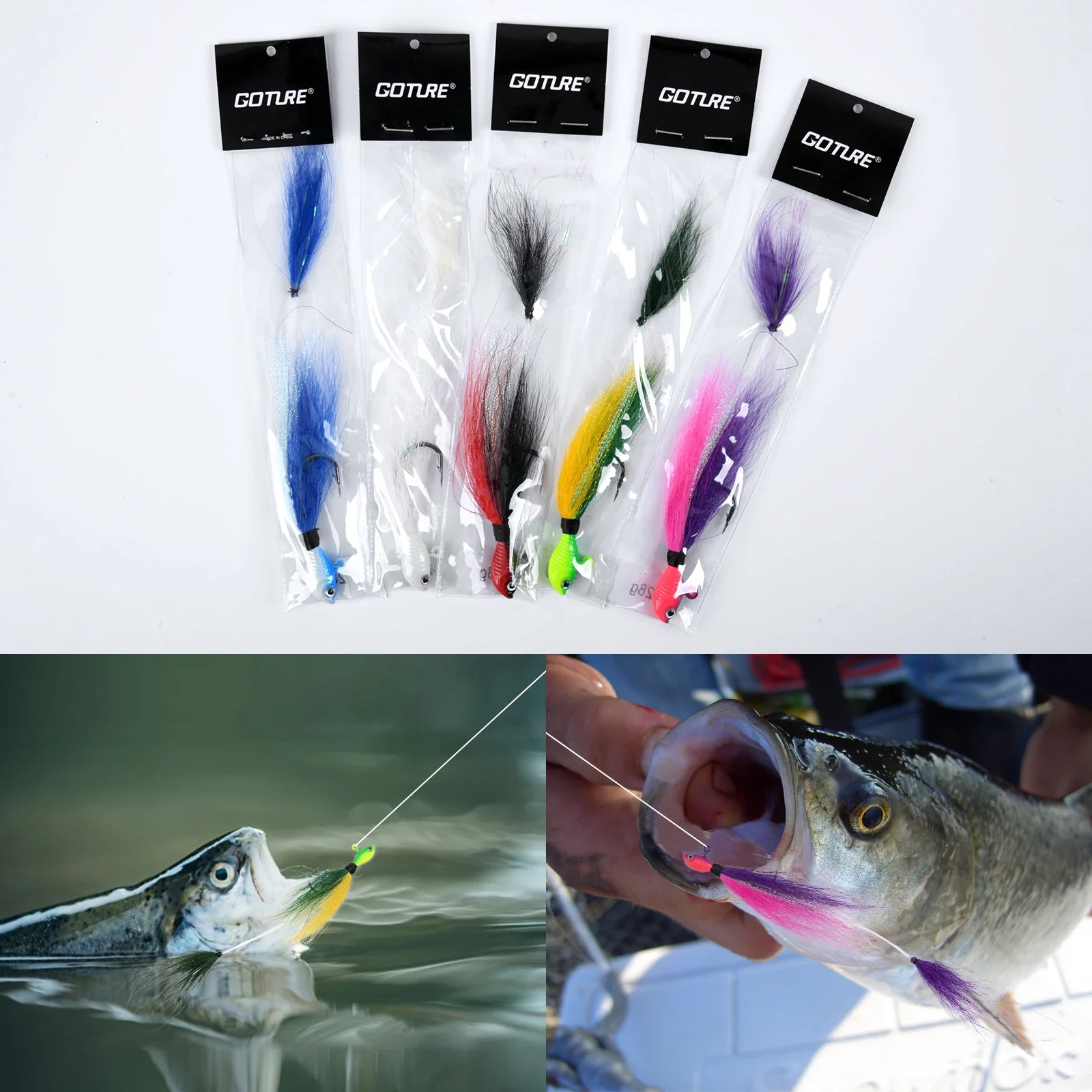 Jig Head Bucktail Goture – Señuelo multicolor para lubina y trucha
