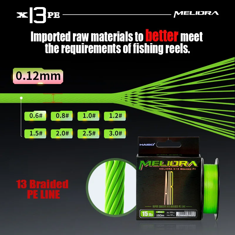 HAIBO 2025 nuevo MELIORA X 13 línea de PE trenzada 150m revestimiento Fluorotec HMPE línea de pesca multifilamento suave resistente al desgaste - imagen 3