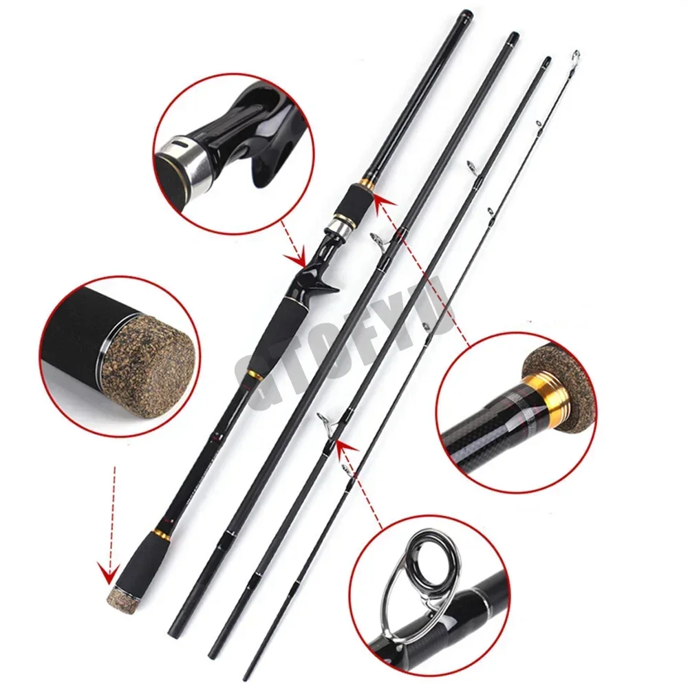 Caña de pescar Baitcasting, 1,8 m-3,0 m, sección 3/4, 100% de alto carbono, 10-25g de potencia, señuelo ultraligero, caña de pescar de fundición giratoria - imagen 4