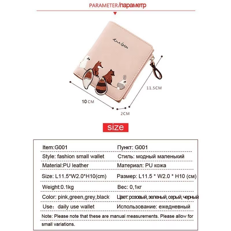 Cartera con cremallera Animales – Monedero tarjetero para mujer - imagen 4