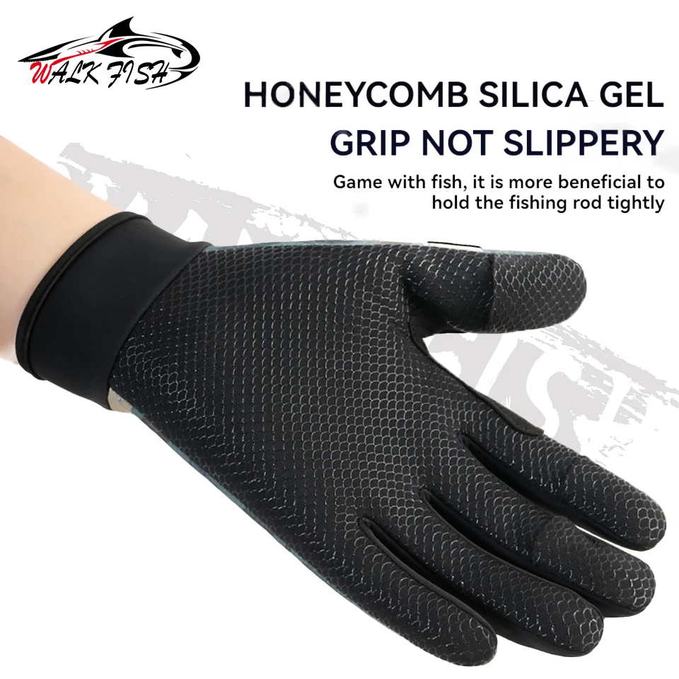 Guantes de pesca WALK FISH para deportes al aire libre en otoño e invierno, pantalla táctil, antideslizantes, de silicona, gruesos, cálidos, resistentes al desgaste - imagen 3