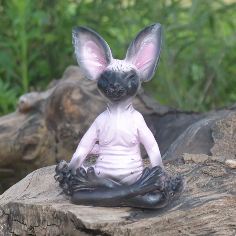 Estatua Gato Buda meditación – Decoración artística jardín exterior - imagen 5
