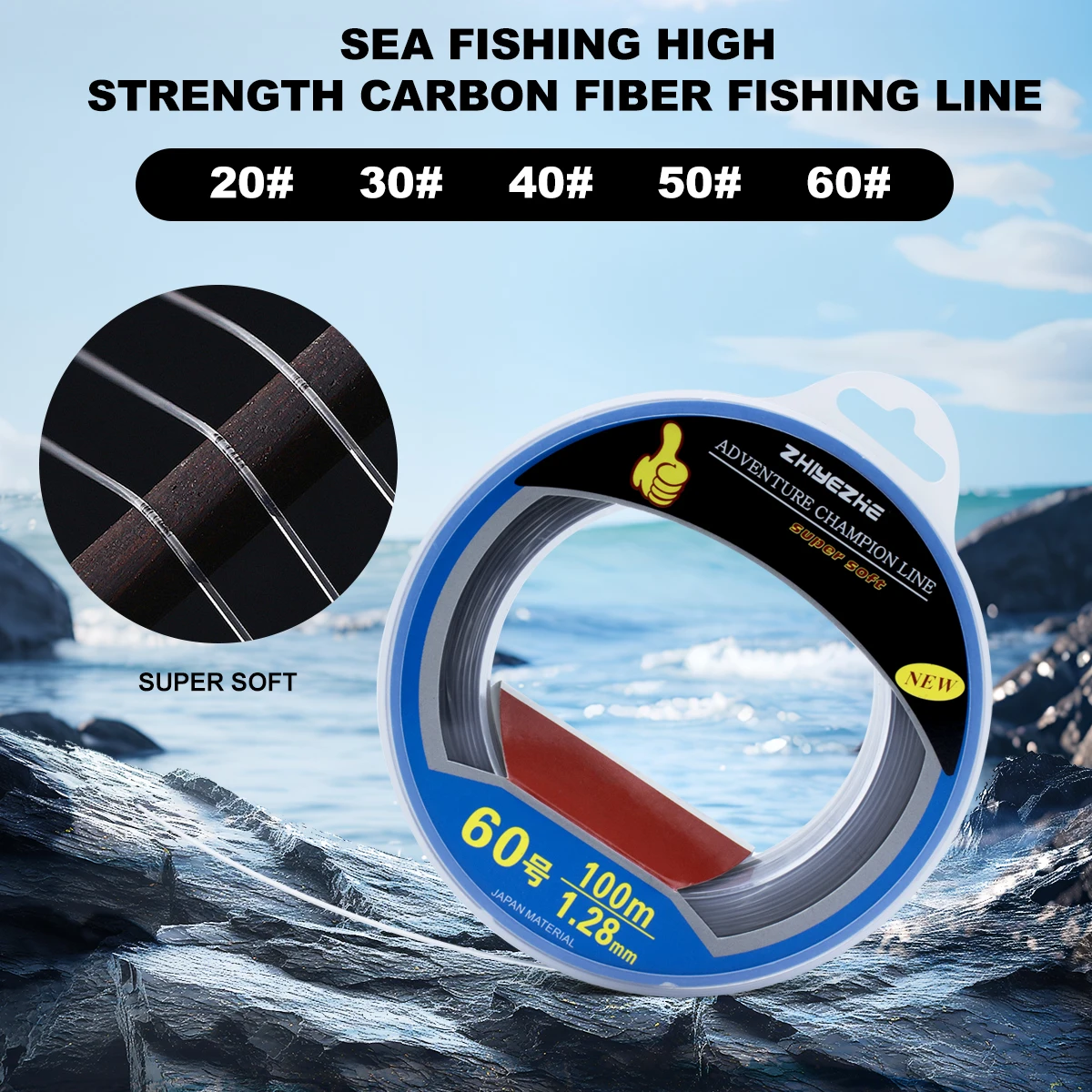 ZYZ que contiene línea de nailon de carbono, 100m, seda Original japonesa, 0,75-1,28mm, aparejos de sedal de pesca de pescado grande resistentes al desgaste - imagen 2