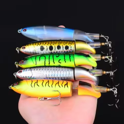 10 Uds Whopper Plopper Topwater Señuelos de Pesca lote cola giratoria para lubina Pike Chub accesorios de pesca cebo duro
