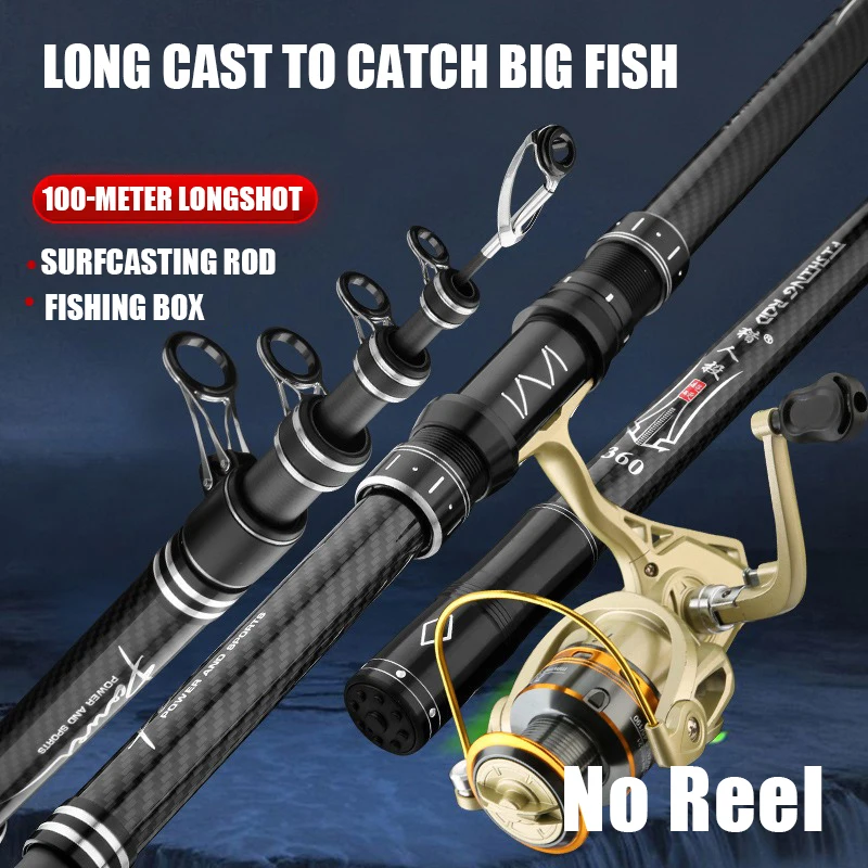 Caña de pescar telescópica de 3,0 M-4,5 M, caña de pescar giratoria portátil de carbono para barco, agua salada, agua dulce, surfcasting, caña de Baitcasting - imagen 2
