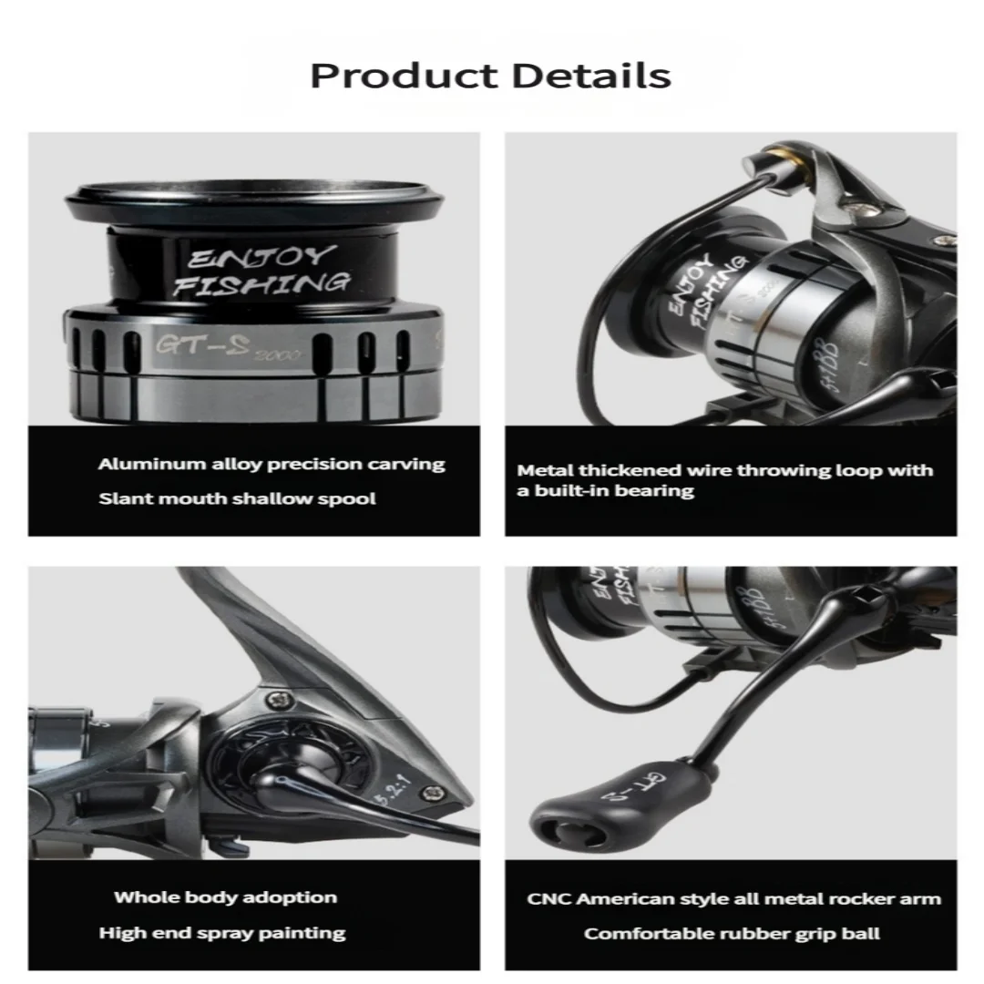 Carrete giratorio ligero Mavllos GT-S, relación 5,2: 1, carrete de pesca de agua de mar, sistema de freno de fuerza, carrete estándar, carretes giratorios de lubina - imagen 4