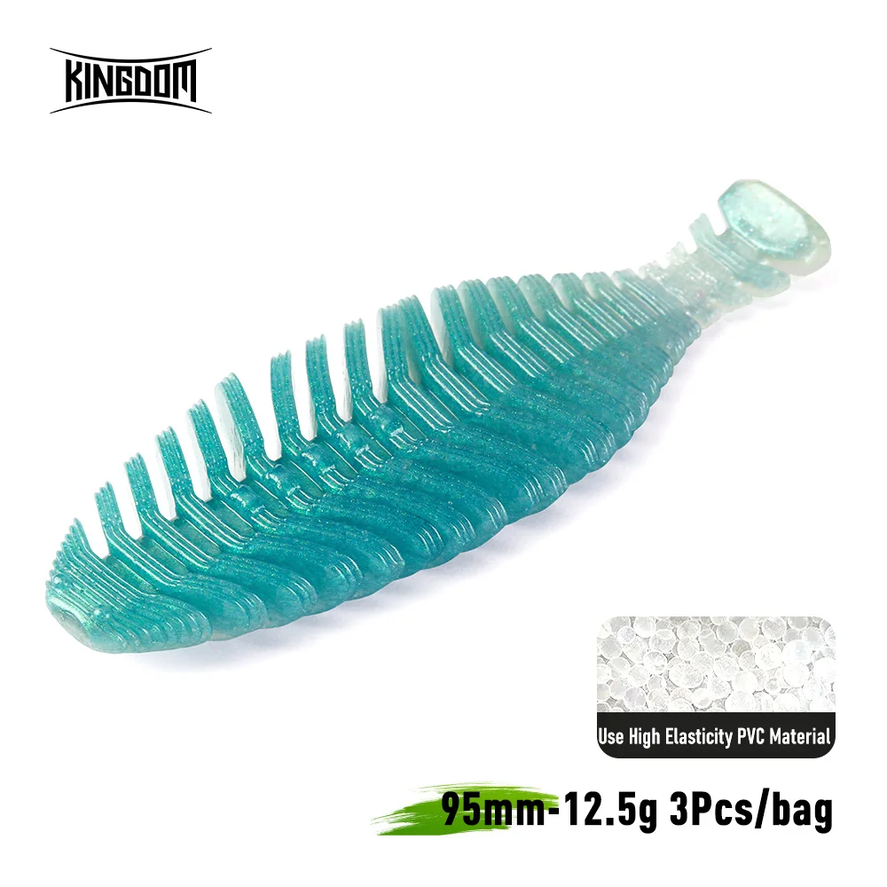 Señuelo de Pesca Kingdom gusano suave 3 unids/bolsa 95mm 12,5g cebo Artificial fibra Shad Wobbler Lucio Bass Jigging Pesca señuelo de Pesca suave - imagen 2