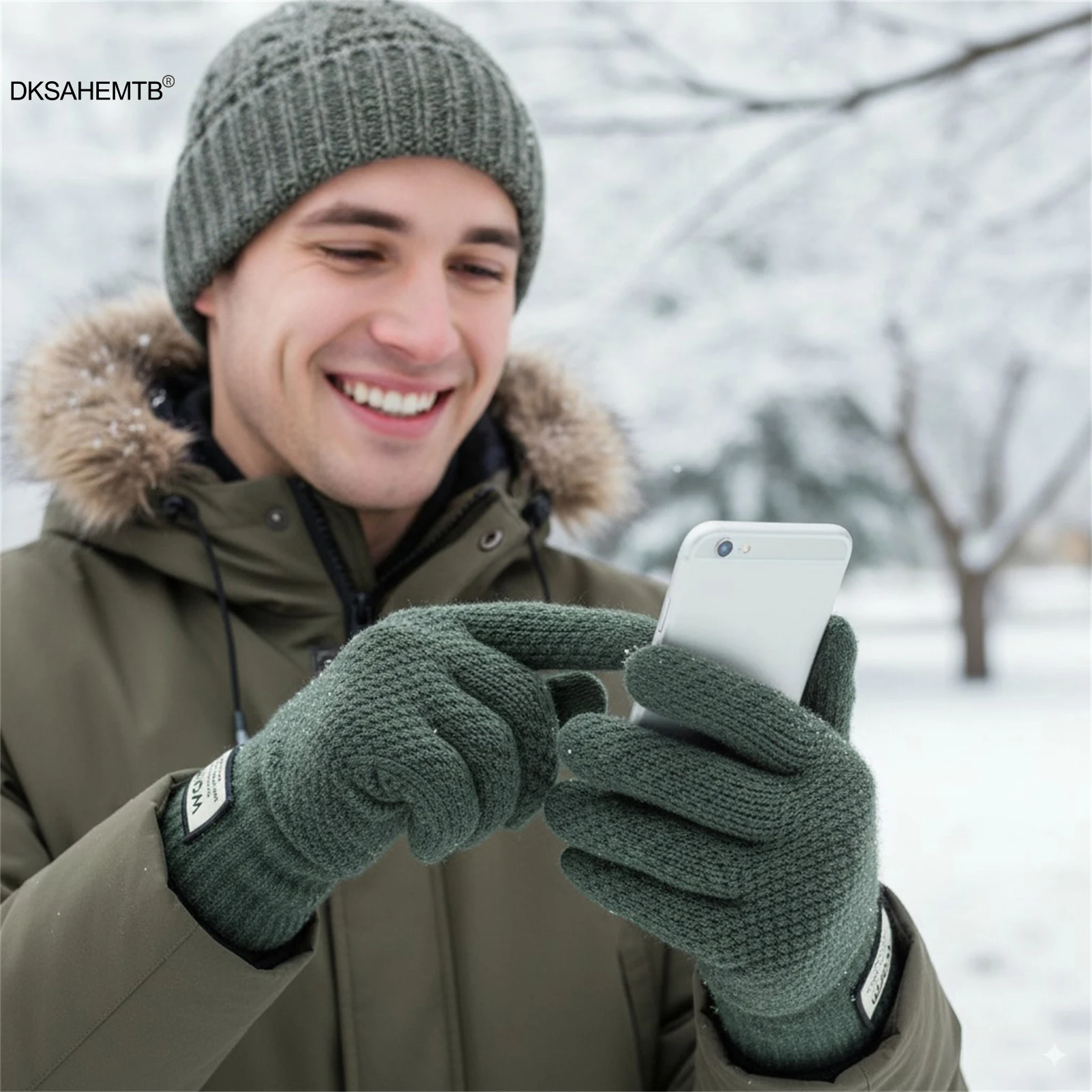 Guantes deportivos de invierno para hombre, resistentes al viento, de felpa gruesa, con dedos completos, para ciclismo, Camping, viajes, pantalla táctil, mitones antideslizantes - imagen 3