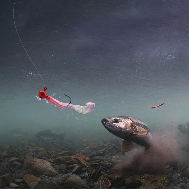 1/5 Uds 3,5g-21g manivela anzuelo con cabeza anzuelo de pesca cabeza plantilla señuelo cebo duro gusano suave Luya anzuelo anzuelo - imagen 2