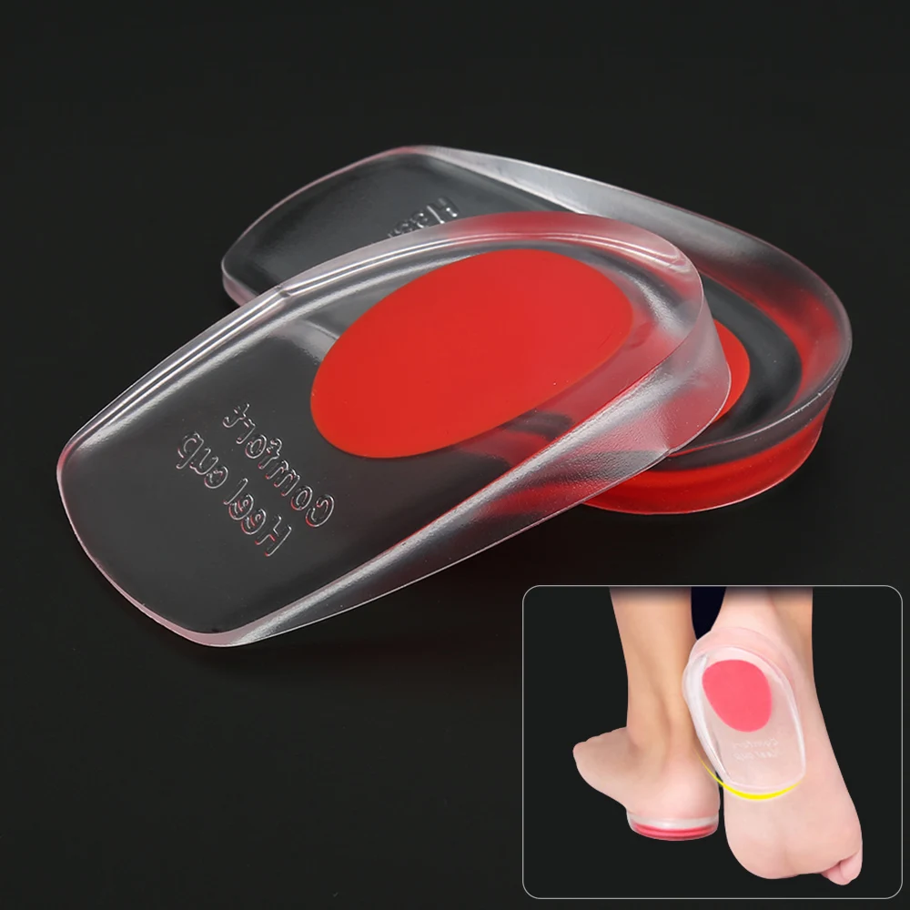 Plantillas de Gel de silicona suave para espolones de talón, cojín para el dolor de pies, masajeador para el cuidado del medio talón, almohadilla para aumentar la altura - imagen 4