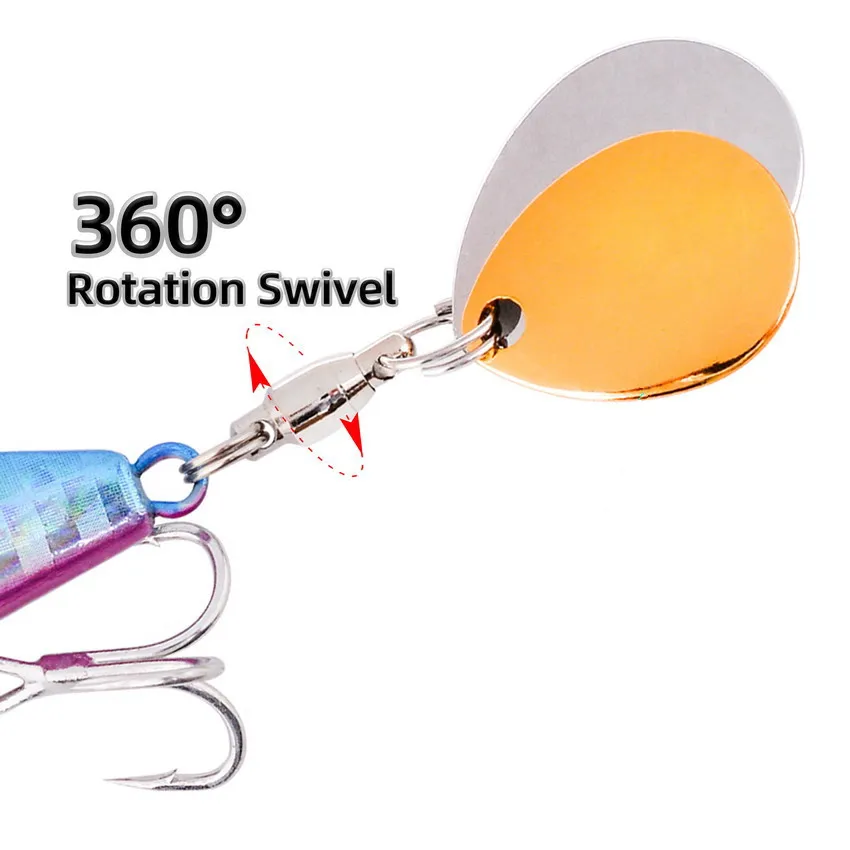 10 Uds nuevo cebo giratorio oscilante de Metal con vibración Spinner cuchara Jig señuelo de Pesca cebos duros artificiales doble lentejuelas señuelo de Pesca - imagen 3