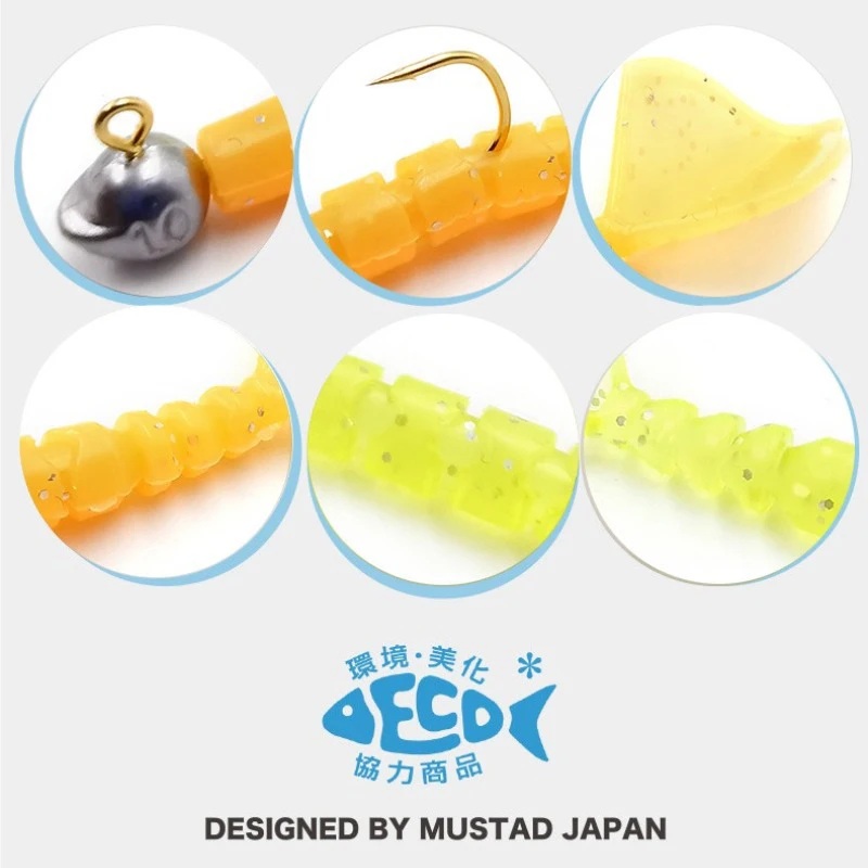 Mustad-señuelo de pesca AJW-HILA explosión, cola de Pinzón, gusano, gota, gancho de plomo, candado, lubina, cebo de pescado mandarín - imagen 4