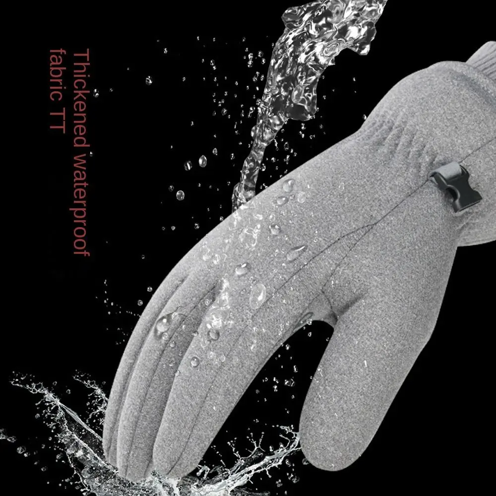 Guantes de felpa a prueba de viento para deportes al aire libre, guantes impermeables para Snowboard, guantes de esquí, guantes térmicos gruesos de lana PU, cálidos para invierno