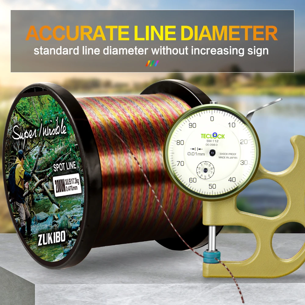 ZUKIBO Línea de camuflaje 3000m – Hundimiento fluorocarbono recubierto - imagen 3