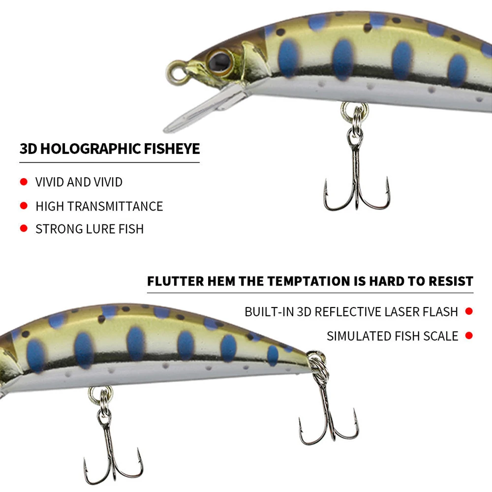 Señuelo de pesca de 5,5 cm y 3,5g, cebo duro Artificial de pequeño tamaño para trucha y lubina, Jerkbait, Wobbler - imagen 5