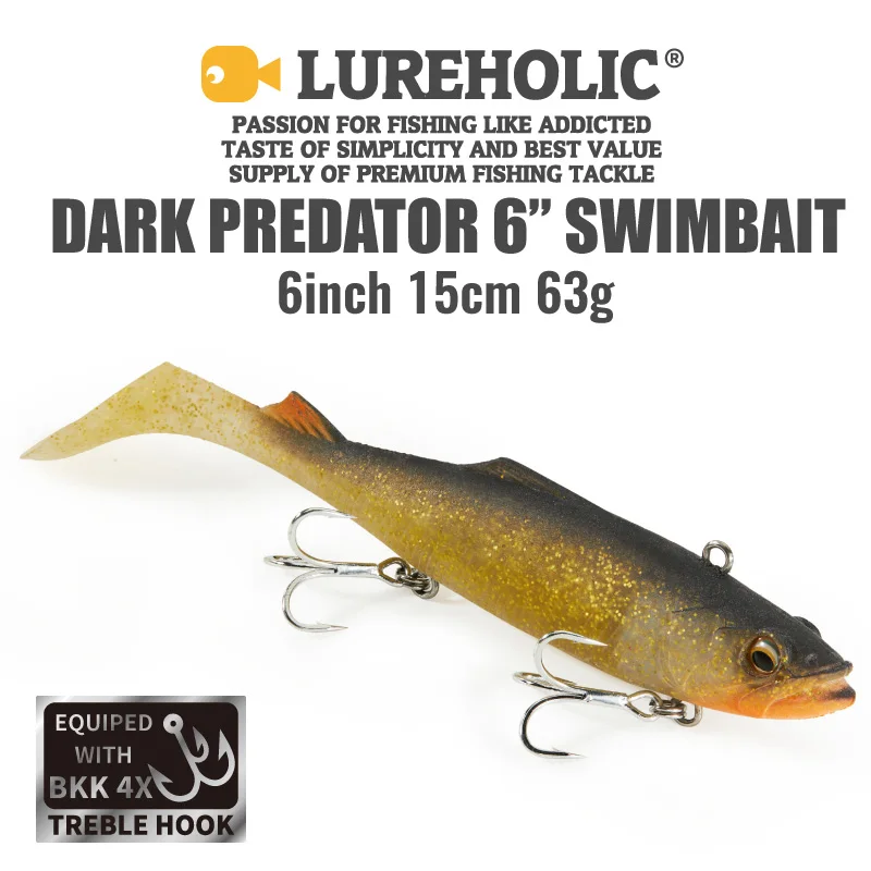 Lureholic KB Dark Predator 15 cm 63 g señuelo suave con triples BKK - imagen 4