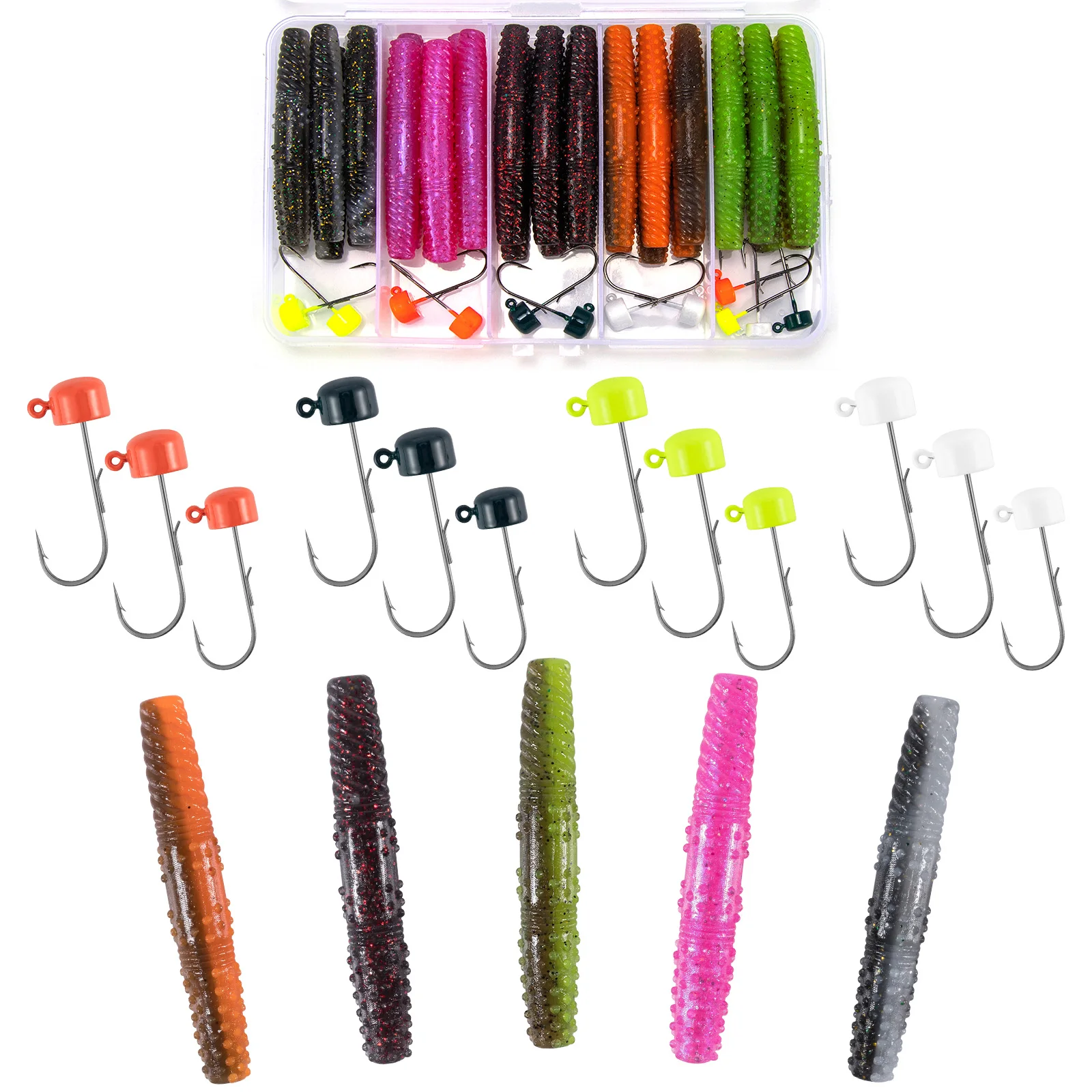 Diversos señuelos y ganchos de pesca para aventuras efectivas