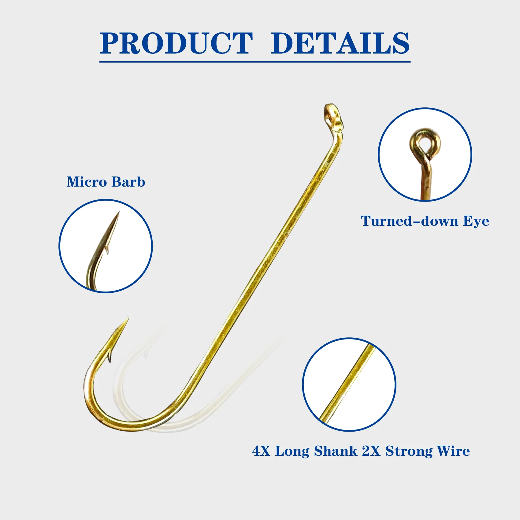 Aventik EP-79580 5 anzuelos largos para atar moscas para ninfas y serpentinas, bronce, curva redonda, 2 anzuelos de pesca de alambre fuerte - imagen 3