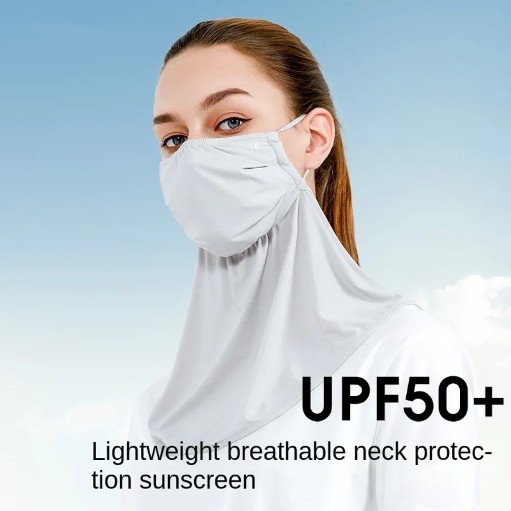 Máscara de seda de hielo de Color sólido, bufandas faciales de verano, protección UV, cubierta para el cuello, protección facial a prueba de sol, máscara de seda de hielo a prueba de viento - imagen 4