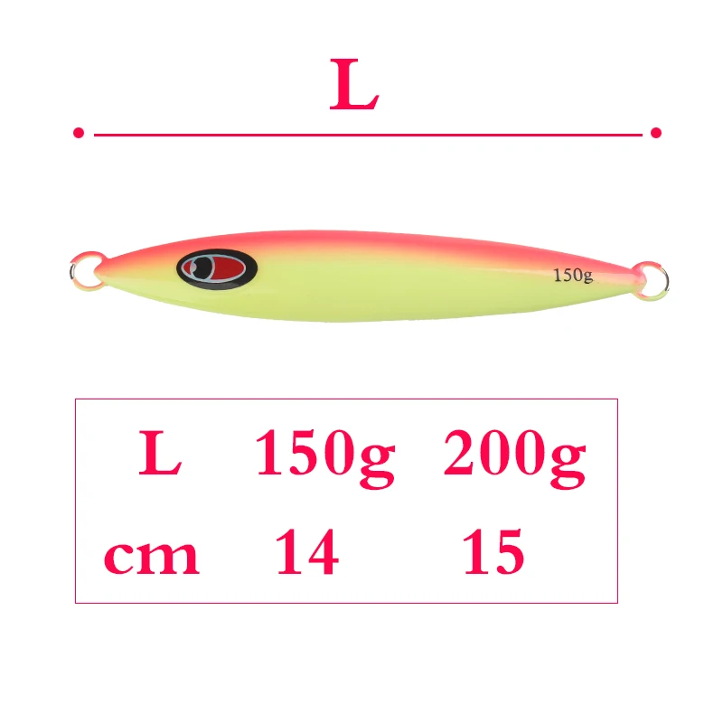 Plantilla de paso lento 120g150g200g250g300g, señuelo de Jigging de Metal que se hunde lento, plantillas luminosas, señuelo luminoso, pescador de Pesca - imagen 3
