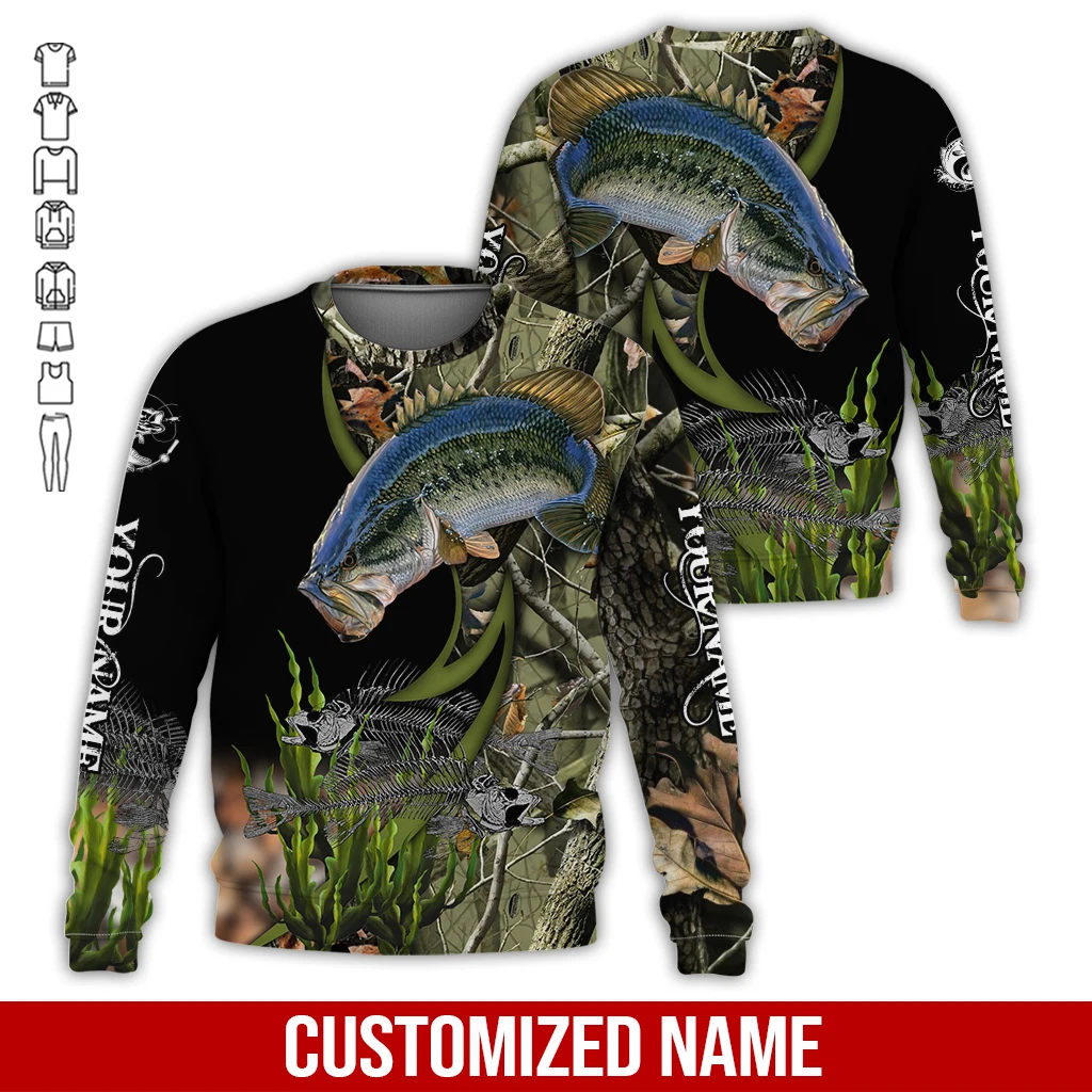 PLstar Cosmos Largemouth Bass Fishing personalizar nombre 3D impreso hombres Sudadera con capucha Unisex Casual cremallera Sudadera con capucha otoño chándales KJ997 - imagen 2