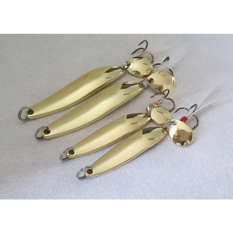 Señuelo de pesca con cuchara dorada y plateada, cebos duros con lentejuelas, Paillette de ruido con pluma para señuelos marinos, herramienta Wobbler Spinner, 1 Uds. - imagen 2