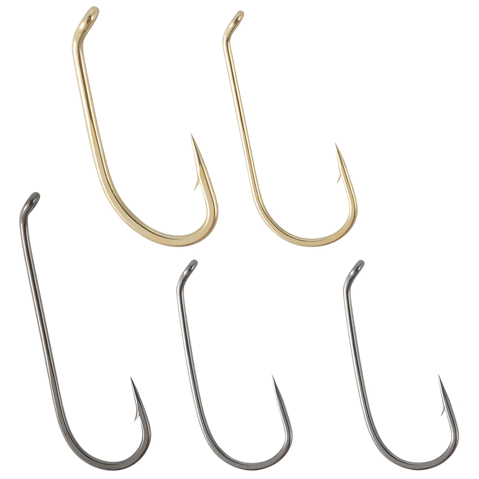 50 Uds. Anzuelo de atado de moscas sin púas, anzuelo de pesca con mosca húmeda y seca, ninfa Stonefly Caddis Streamer, anzuelo para trucha, salmón, níquel negro