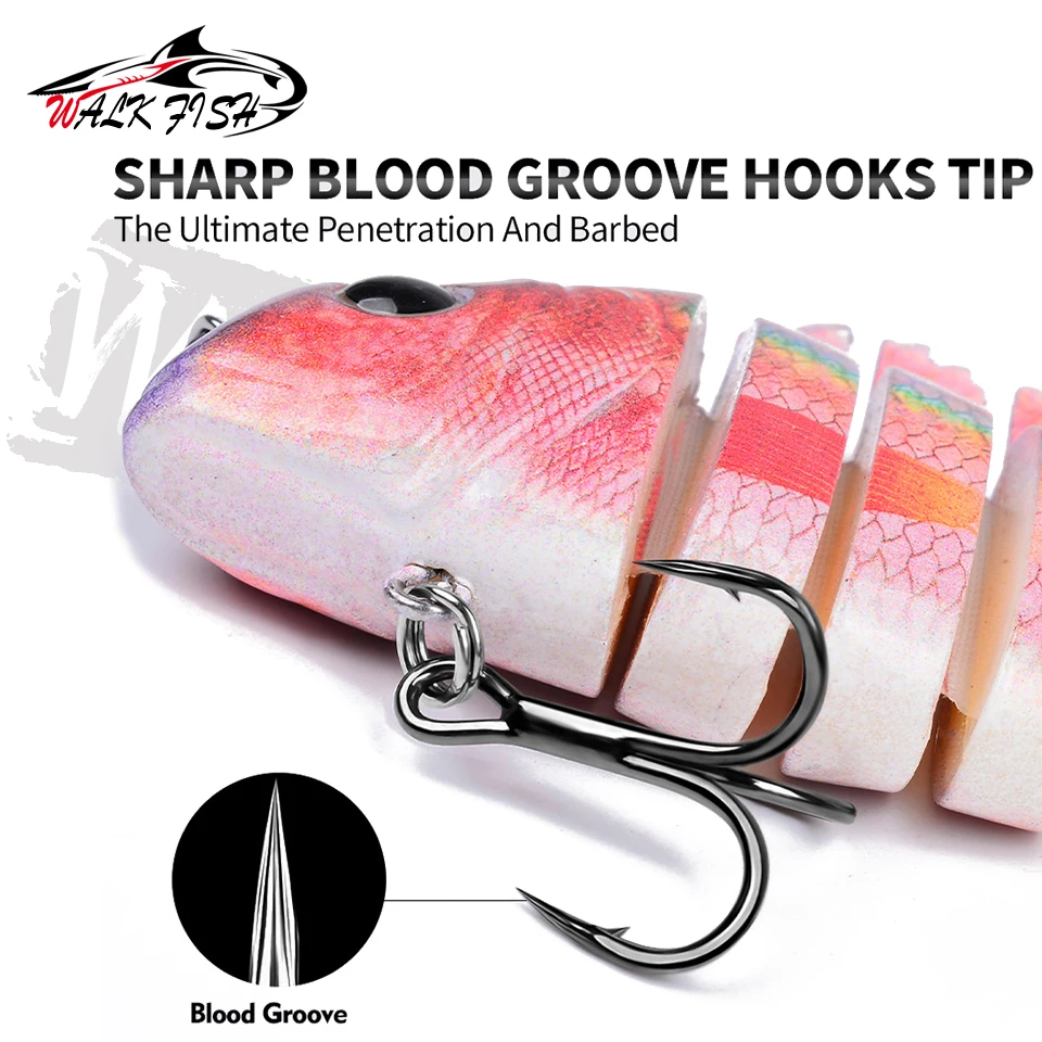 WALK FISH 1 Uds nuevas Señuelos de pesca 9cm/24,6g para lubina trucha cebos de natación multiarticulados señuelos de natación lento con lentejuelas intermitentes - imagen 2