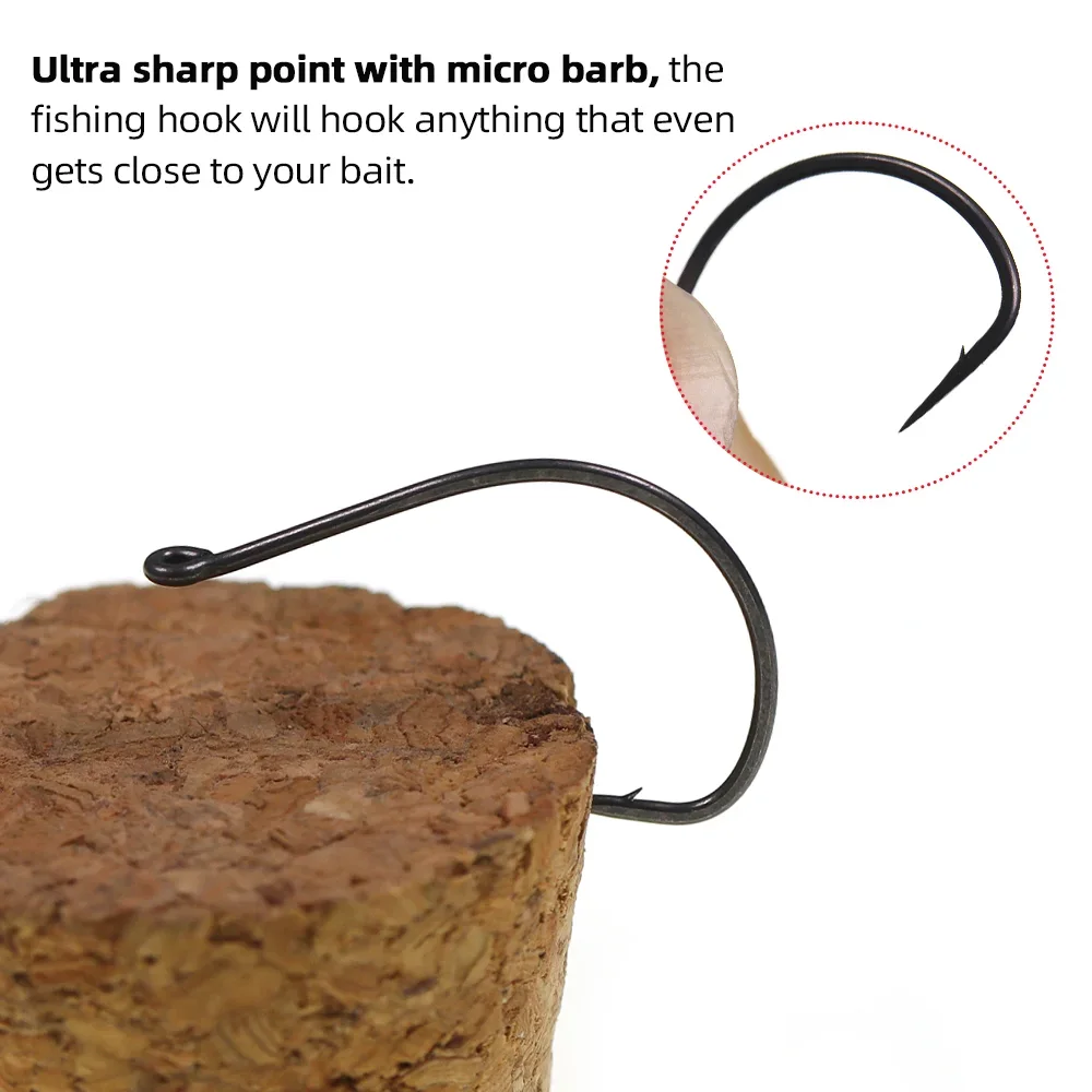 Wifreo 50 piezas # 4- # 12 anzuelos locos de tamaño pequeño, ninfas, gusano suave, camarones, moscas, atado, aparejos de tiro, manivela, gusano, trucha, lubina, anzuelo - imagen 5