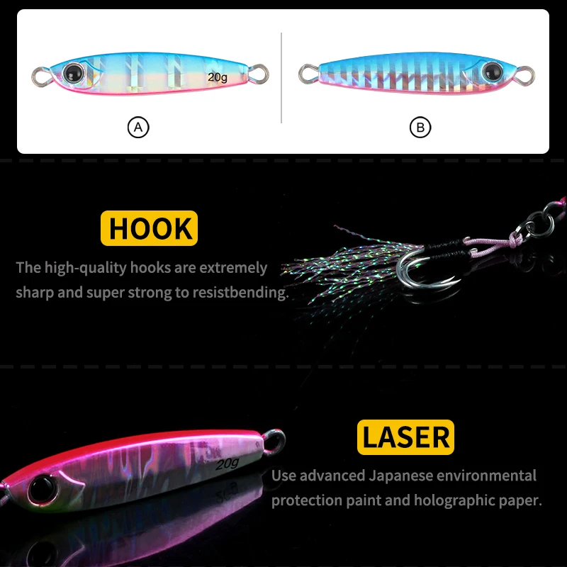 Cebo de Jigging de Metal para trabajo mágico, 20g, 30g, 40g, 60g, señuelo de pesca que se hunde, fundición de agua salada, Jigging para pesca de trucha, aparejos de pesca - imagen 4