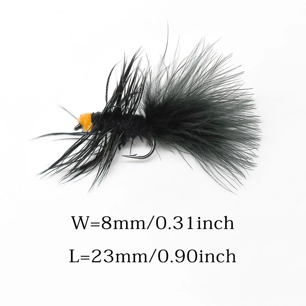 Moscas Woolly Bugger MNFT – Marabú negro y Flashabou para trucha - imagen 4