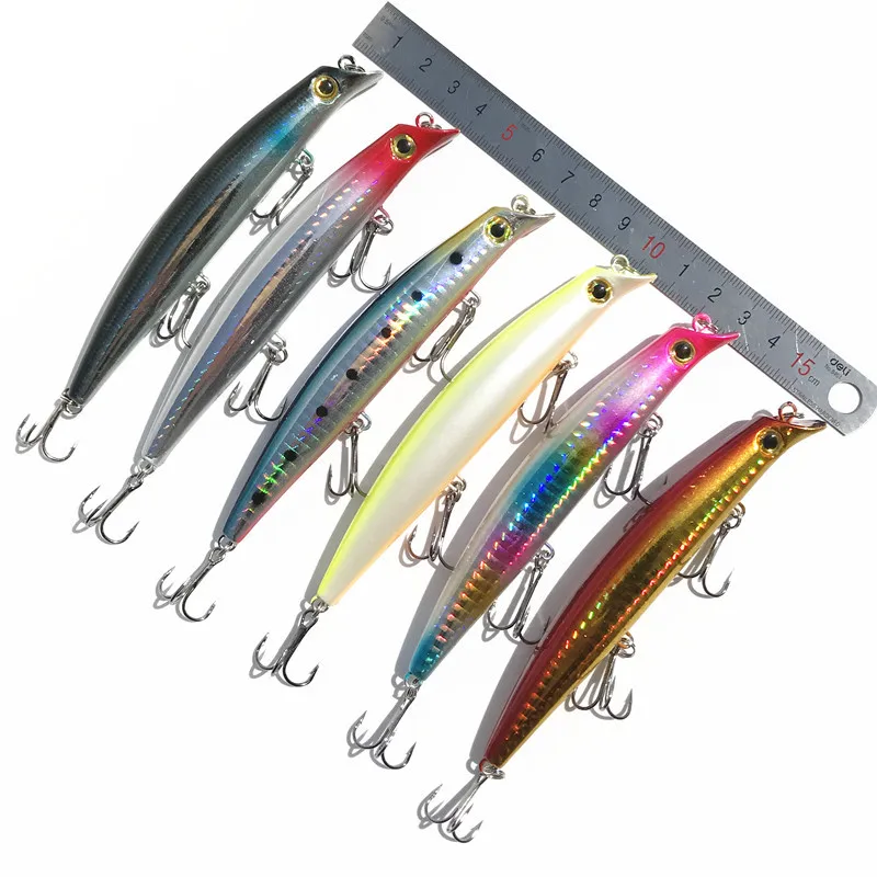 1 unidad de pesca de agua de mar, pececillo de buceo, 0,2-0,5 m, señuelos artificiales, cebo duro de 10,5 cm, 12cm, señuelo de lubina, suministros de pesca brillantes con láser - imagen 5