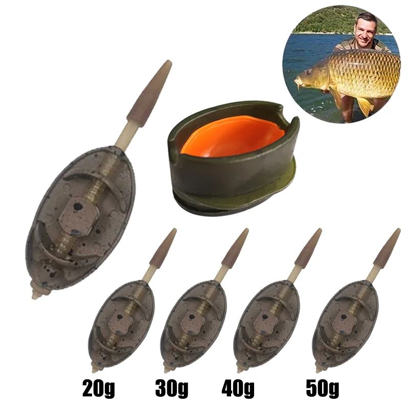 Juego de comedero para carpa de aleación de Zinc, pesas antioxidantes de liberación rápida para eficiencia de pesca en agua dulce/salada, 20g/30g/40g/50g, perfecto para