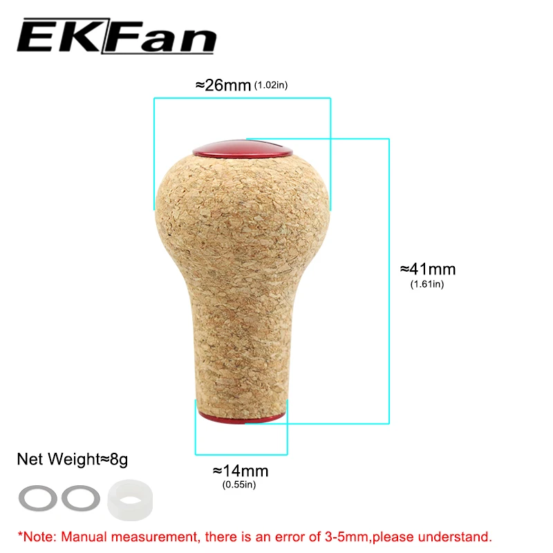 EKFan, nuevos perillas de corcho de calabaza aptas para eje de 4MM, rodamientos de 7x4x2,5 MM, mangos de carrete de pesca giratorio Bastcast DIY - imagen 5