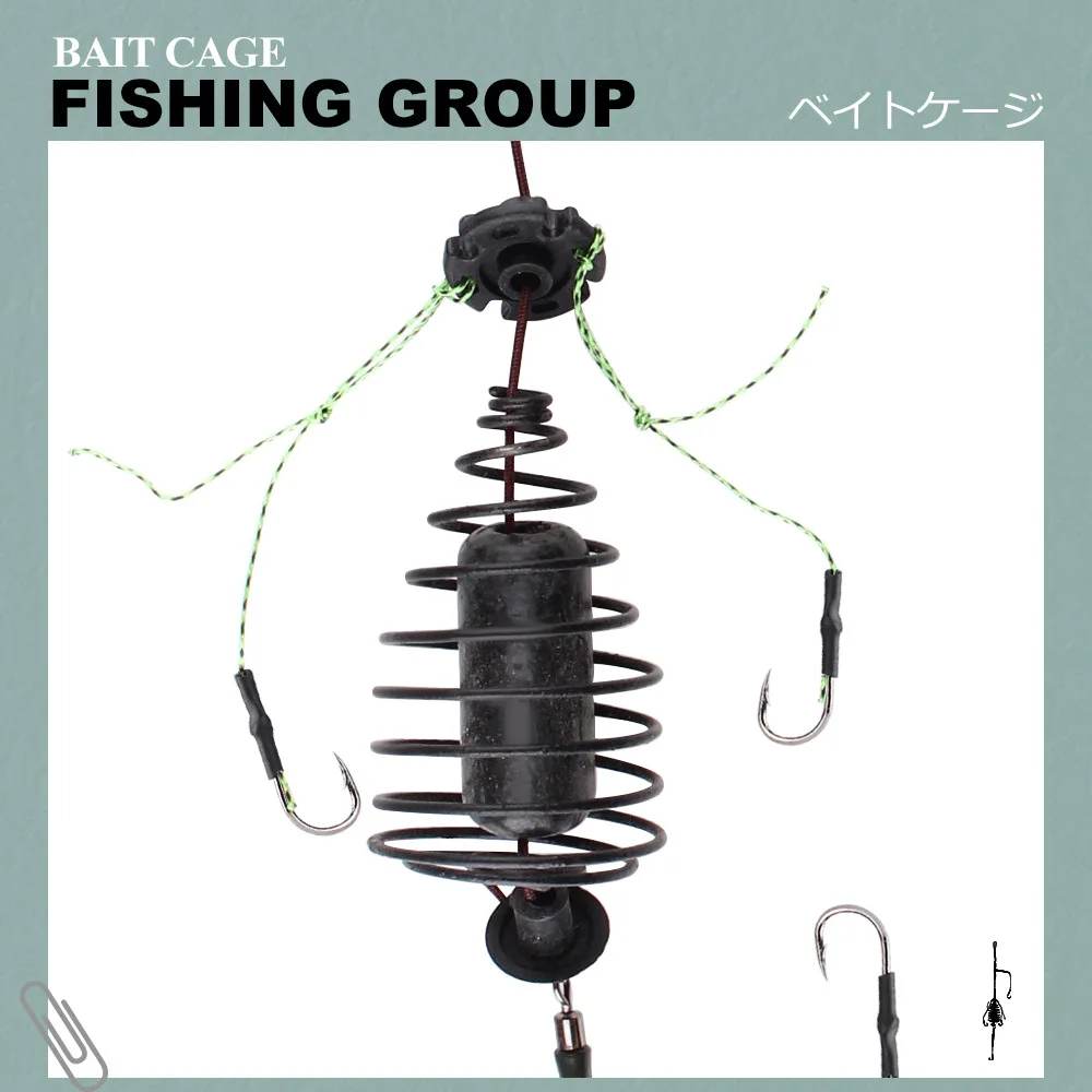 Jaula para cebo de pesca de carpa, alimentador de grupo de línea de 30-80g, anzuelo de púas de acero rico en carbono, alimentador de Metal, accesorios para aparejos de pesca de carpa - imagen 4