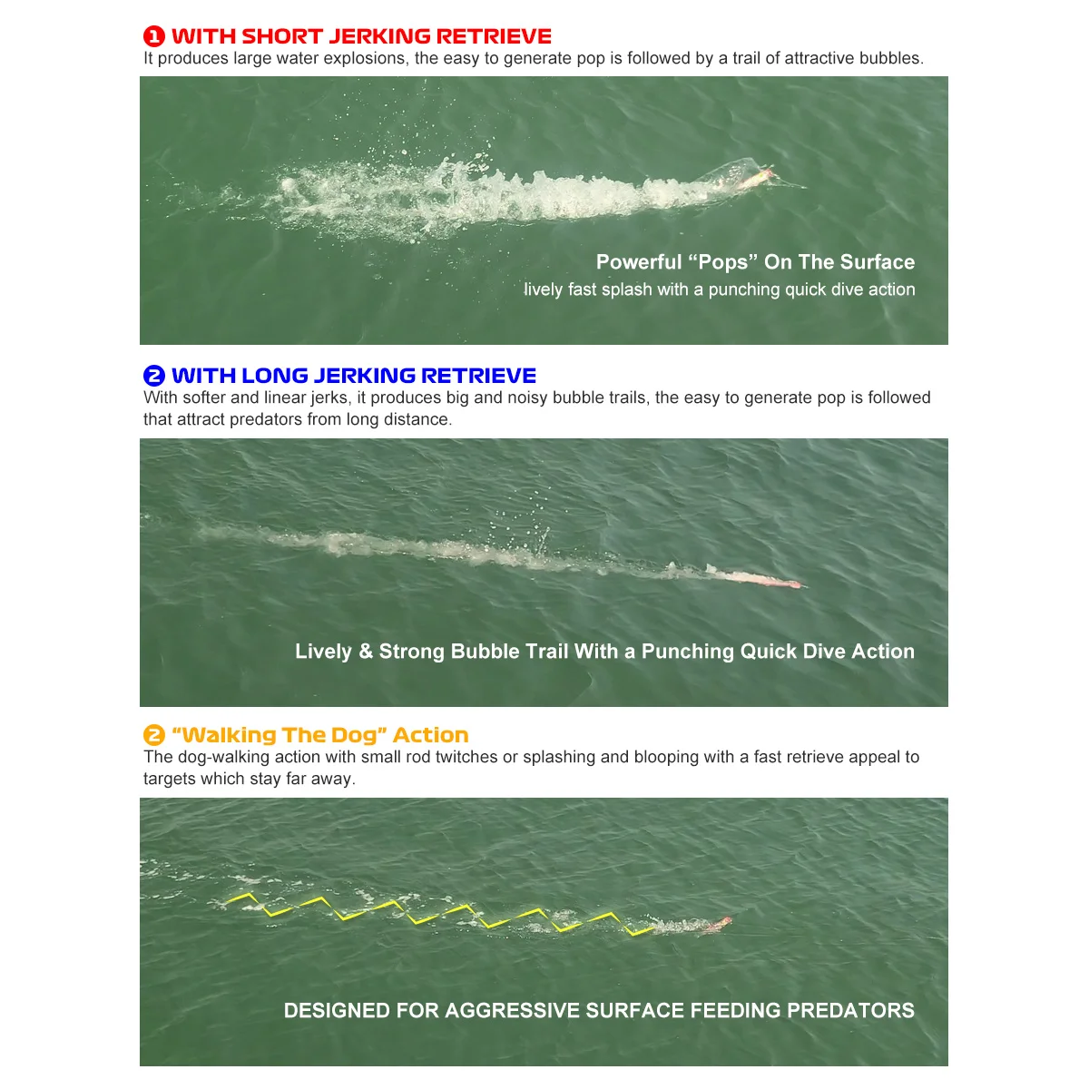 Noeby Bulldoze Popper señuelo de pesca 165mm 68g flotante Popper caminando la superficie del perro Wobbler cebo duro Artificial cebos de palo - imagen 5