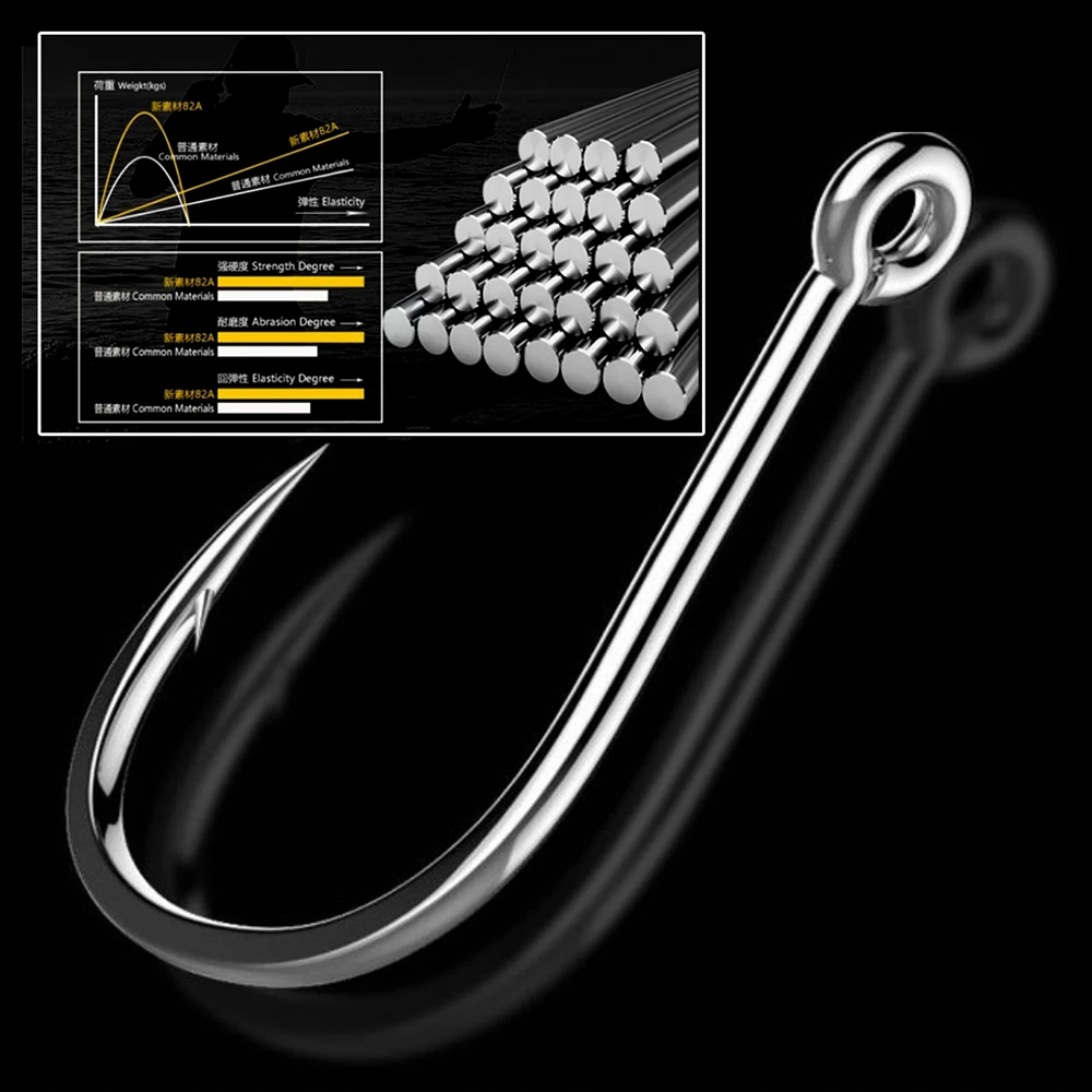 Anzuelos de pesca con mosca, accesorios de pesca de mar, de acero al carbono, círculo único, 500 piezas - imagen 5