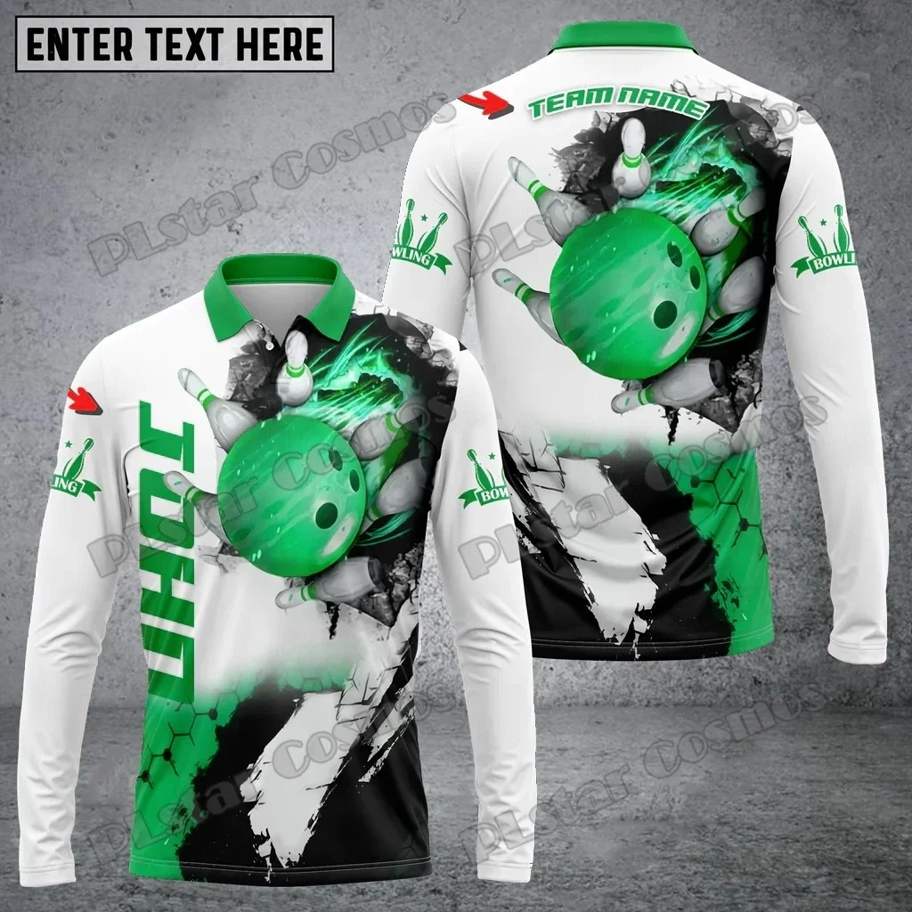 Polo de manga larga con estampado 3D de hexagrama de bolos y alfileres para hombre, Polo informal de otoño con solapa Unisex PLP77 - imagen 3