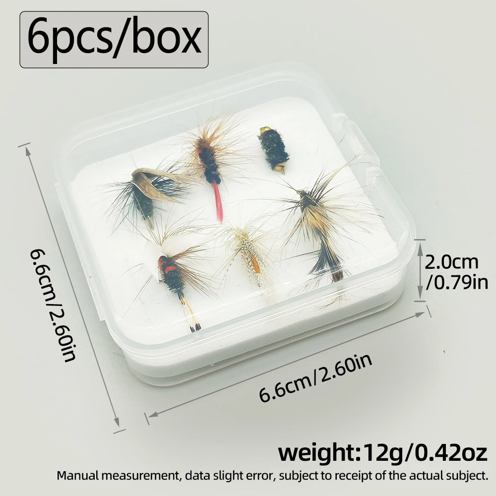 Señuelos de pesca con mosca, cebo con caja de almacenamiento, cebos para moscas húmedas, aparejos de pesca, accesorios, 6 uds. - imagen 4