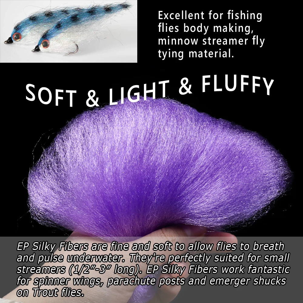 Bimoo-serpentina de pez Minnow, materiales de atado de moscas, cebo de mosca, fibra de pelo largo, fibra sedosa ligera y esponjosa, 50cm de largo, 1 paquete - imagen 5