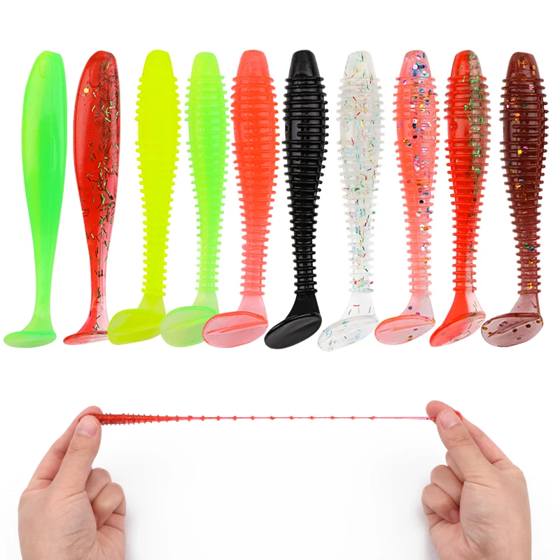 Señuelo blando de Material TPE para pesca, cebo de gusano de mar Swimbait Wobblers Streamer de silicona, accesorios artificiales, 10 piezas