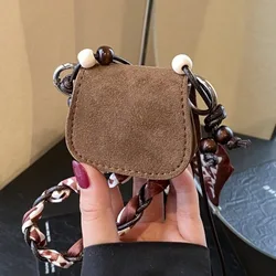 Colgante de cuero mate con cadena larga para bolso bandolera