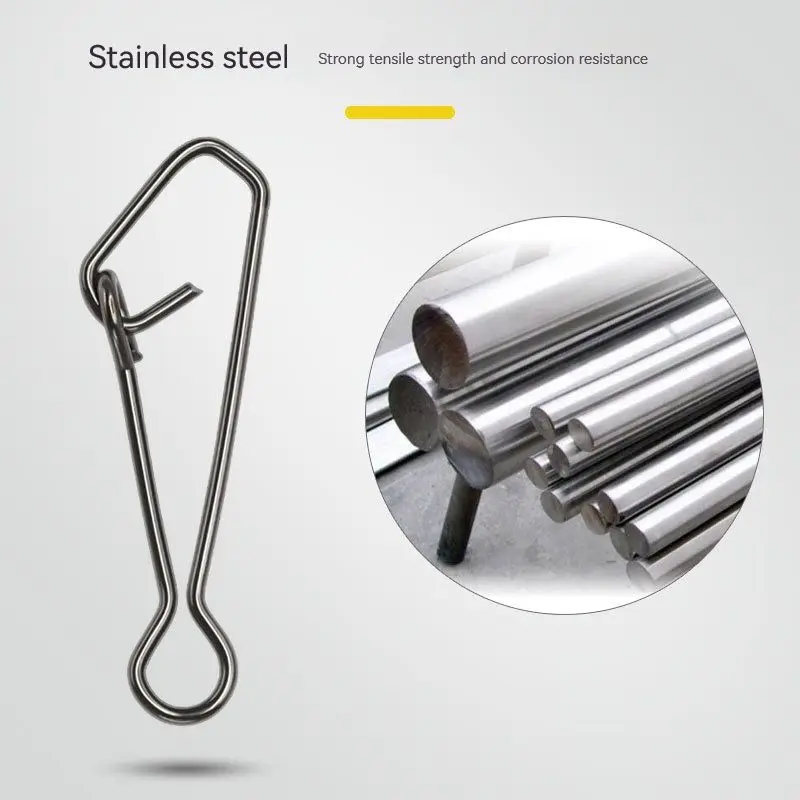 50 Uds. De broches giratorios de pesca de acero inoxidable, broches enganchados, conector de línea de anzuelo de pesca, broches giratorios de seguridad para océano y mar - imagen 4