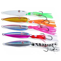 1 Uds. Cabezal de anzuelo de hundimiento lento de Metal faldas de goma señuelo de pesca de fondo grande Inchiku anzuelo de calamar señuelo de Jigging 40g -150g 180g 200g