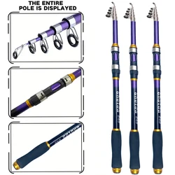 Caña de pescar telescópica para océano, 2,1/2,4/2,7/3,0/3,6 M, fibra de alto carbono, alimentador de carpa giratoria, aparejos de caña de pescar de fundición