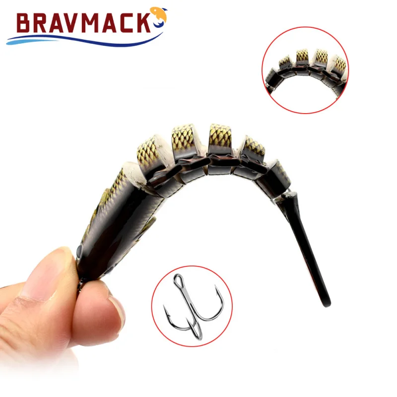 Kit de Señuelos de Swimbait, sonajero de segmento biónico que se hunde multiarticular, anzuelos triples, caja de aparejos de Pesca, 1 ud. - imagen 3